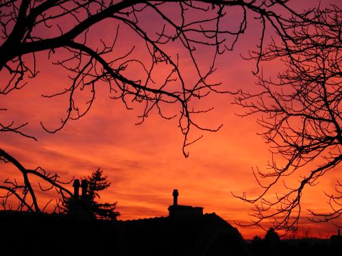 Abendrot im M&auml;rz von meinem Balkon aus