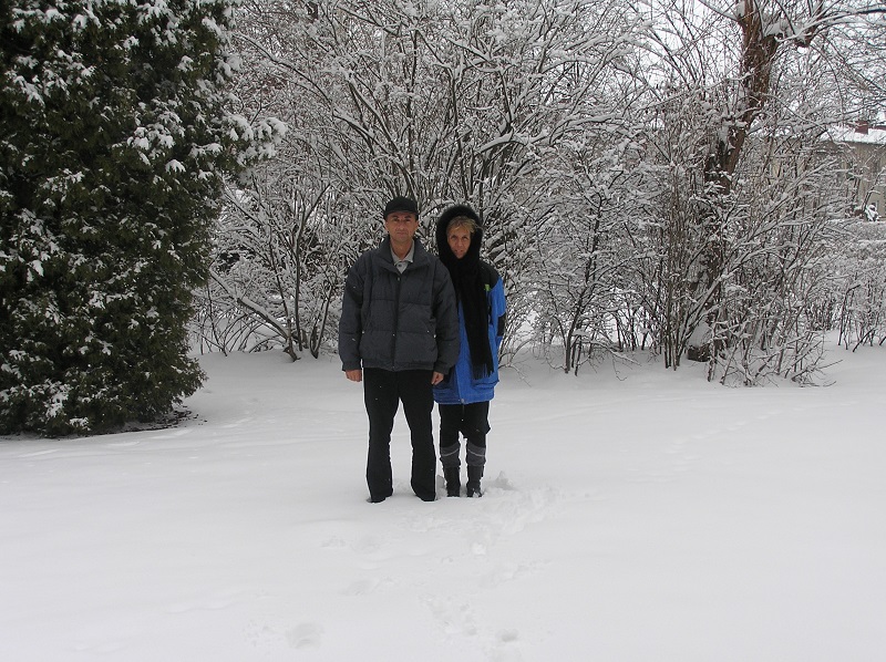 Mein Mann und ich im Tiefschnee
