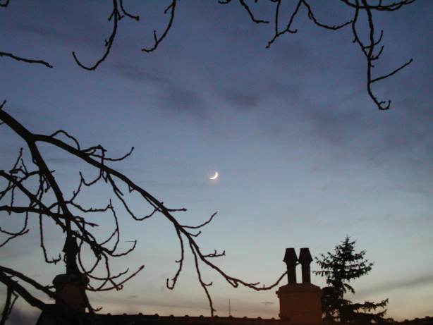 Die Mondsichel am zweiten Tag nach Neumond