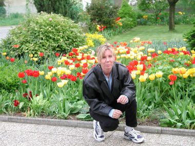 Ich stehe inmitten eines Tulpenmeeres
